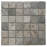 2x2 Silver Tumbled Travertine Mosaic